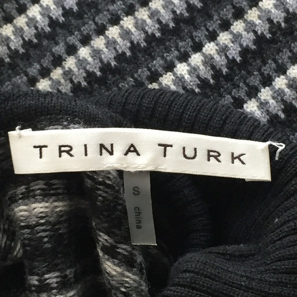 Trina Turk Women Sweater Wool Striped Turtleneck Gray Wide Sleeves 128012 Knit S - Picture 10 of 11